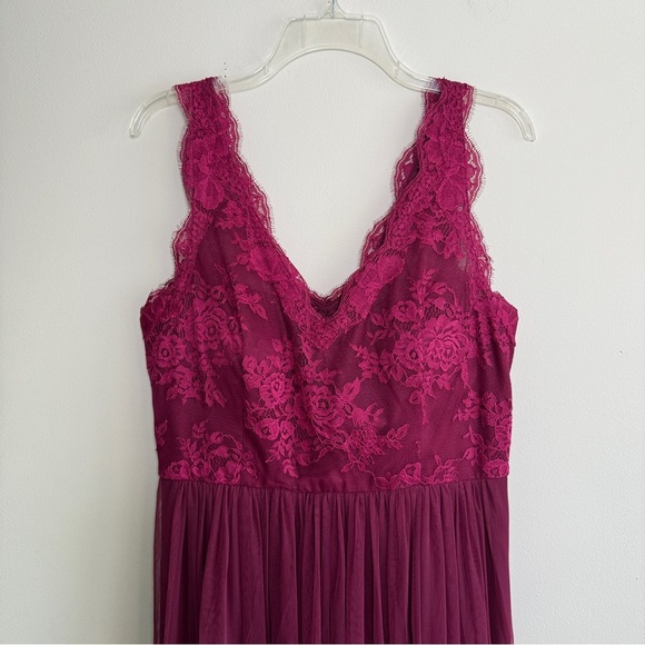 BHLDN Hitherto Sz14 Samantha Purple Lace Chiffon Maxi Dress Bridesmaids Formal - Picture 4 of 12